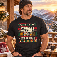 Load image into Gallery viewer, Whiskey Weather Let It Pour Holiday Tee in Rich Seasonal Colors