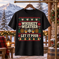 Load image into Gallery viewer, Whiskey Weather Let It Pour Holiday Tee in Rich Seasonal Colors