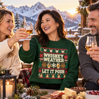 Load image into Gallery viewer, Whiskey Weather Let It Pour Holiday Tee in Rich Seasonal Colors