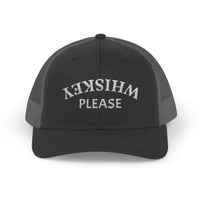 Load image into Gallery viewer, WHISKEY PLEASE (Upside-Down Script) — Trucker Hat