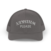 Load image into Gallery viewer, WHISKEY PLEASE (Upside-Down Script) — Trucker Hat