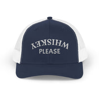 Load image into Gallery viewer, WHISKEY PLEASE (Upside-Down Script) — Trucker Hat