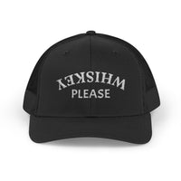 Load image into Gallery viewer, WHISKEY PLEASE (Upside-Down Script) — Trucker Hat