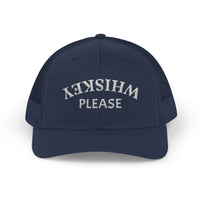 Load image into Gallery viewer, WHISKEY PLEASE (Upside-Down Script) — Trucker Hat