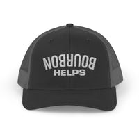 Load image into Gallery viewer, Embroidered Bourbon Helps Trucker Hat — Yupoong 6606 Classic Snapback