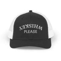 Load image into Gallery viewer, WHISKEY PLEASE (Upside-Down Script) — Trucker Hat