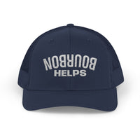 Load image into Gallery viewer, Embroidered Bourbon Helps Trucker Hat — Yupoong 6606 Classic Snapback
