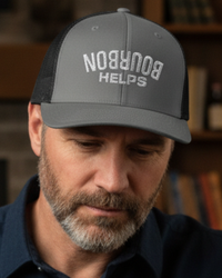 Load image into Gallery viewer, Embroidered Bourbon Helps Trucker Hat — Yupoong 6606 Classic Snapback