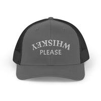 Load image into Gallery viewer, WHISKEY PLEASE (Upside-Down Script) — Trucker Hat