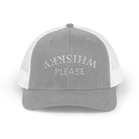 Load image into Gallery viewer, WHISKEY PLEASE (Upside-Down Script) — Trucker Hat