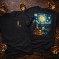 Load image into Gallery viewer, Pour Heavy – Starry Night Whiskey Tee (Front &amp; Back Print) | Gildan 5000 &amp; Bella+Canvas 3001