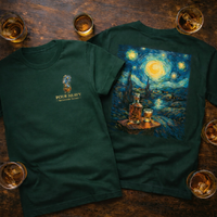 Load image into Gallery viewer, Pour Heavy – Starry Night Whiskey Tee (Front &amp; Back Print) | Gildan 5000 &amp; Bella+Canvas 3001