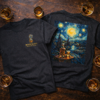 Load image into Gallery viewer, Pour Heavy – Starry Night Whiskey Tee (Front &amp; Back Print) | Gildan 5000 &amp; Bella+Canvas 3001