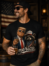 Load image into Gallery viewer, America, Whiskey &amp; The Patriot Raccoon Premium Unisex Crewneck Tee