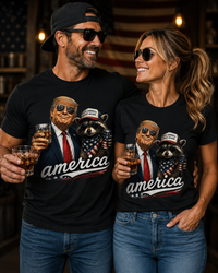 Load image into Gallery viewer, America, Whiskey &amp; The Patriot Raccoon Premium Unisex Crewneck Tee