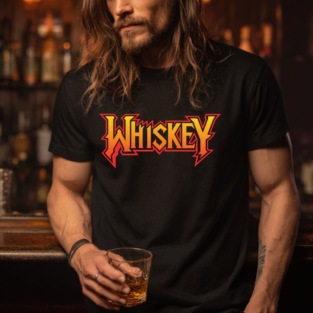 WHISKEY – 80s Rock Revival Premium Unisex Crewneck T-shirt