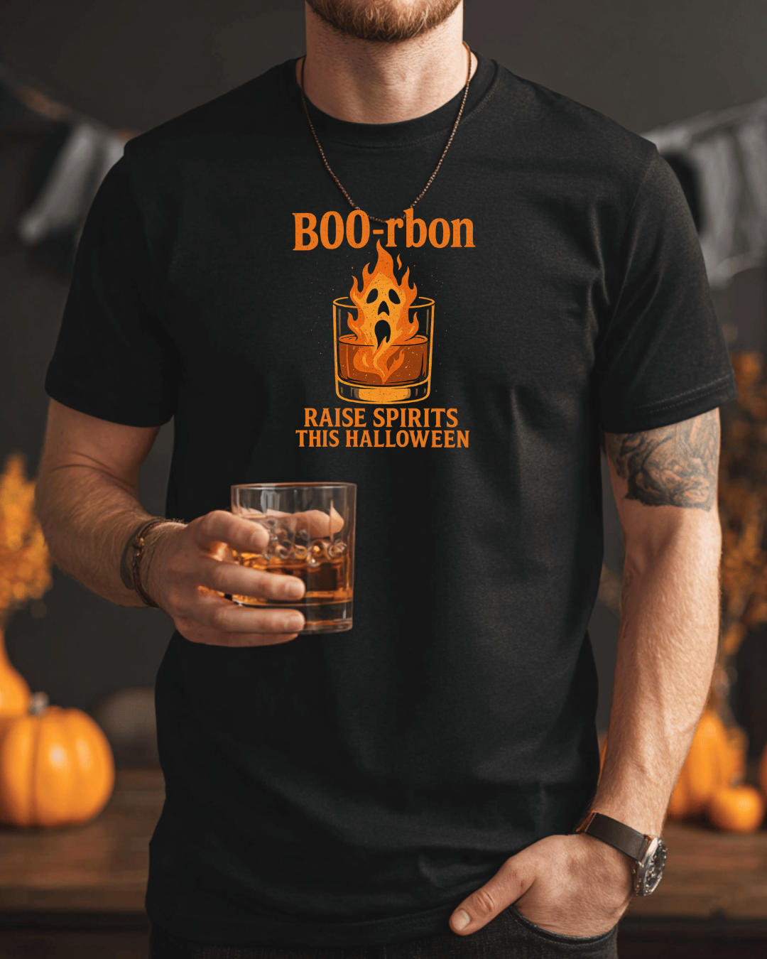 BOO-rbon – Raise Spirits This Halloween Heavyweight  Crewneck T-shirt