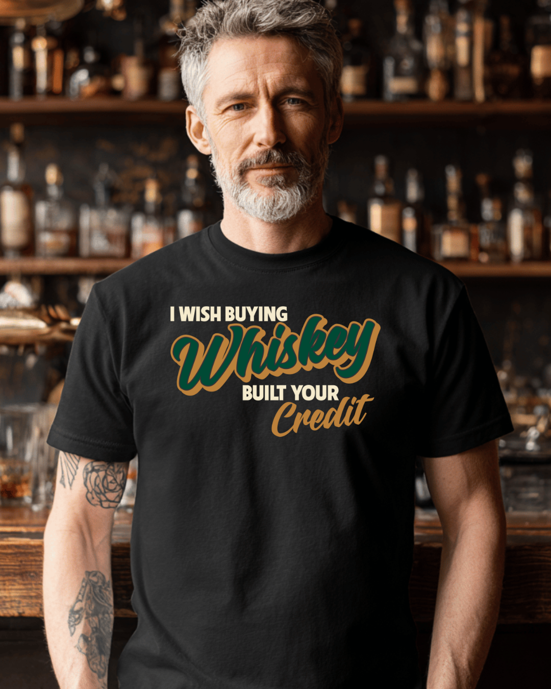 I Wish Buying Whiskey Built Your Credit T-Shirt Heavyweight Cotton Tee