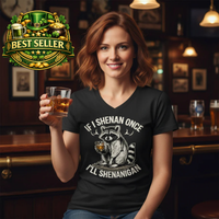 Load image into Gallery viewer, If I Shenan Once, I’ll Shenanigan Women’s V-Neck Tee (Gildan 5V00L)