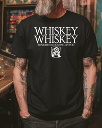 Load image into Gallery viewer, Whiskey Whiskey Premium Crewneck T-shirt - White Print
