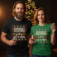 Load image into Gallery viewer, Whiskey Weather Let It Pour Holiday Tee in Rich Seasonal Colors