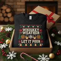 Load image into Gallery viewer, Whiskey Weather Let It Pour Holiday Tee in Rich Seasonal Colors
