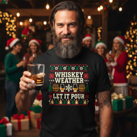 Load image into Gallery viewer, Whiskey Weather Let It Pour Holiday Tee in Rich Seasonal Colors