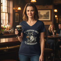 Load image into Gallery viewer, If I Shenan Once, I’ll Shenanigan Women’s V-Neck Tee (Gildan 5V00L)