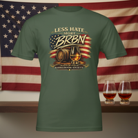 Load image into Gallery viewer, Less Hate. More BRBN. Patriotic Bourbon Premium Unisex Crewneck Tee