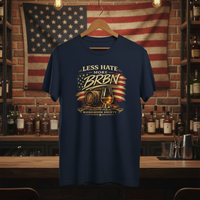 Load image into Gallery viewer, Less Hate. More BRBN. Patriotic Bourbon Premium Unisex Crewneck Tee