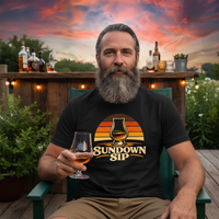 Load image into Gallery viewer, Sundown Sip Whiskey Retro Bourbon Sunset Premium Unisex Crewneck Tee
