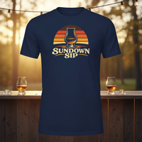 Load image into Gallery viewer, Sundown Sip Whiskey Retro Bourbon Sunset Premium Unisex Crewneck Tee