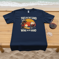 Load image into Gallery viewer, Toes in the Sand, Wine in My Hand Tee Premium Unisex Crewneck Tee