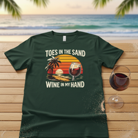Load image into Gallery viewer, Toes in the Sand, Wine in My Hand Tee Premium Unisex Crewneck Tee