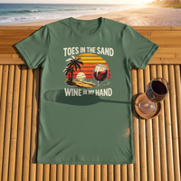 Load image into Gallery viewer, Toes in the Sand, Wine in My Hand Tee Premium Unisex Crewneck Tee
